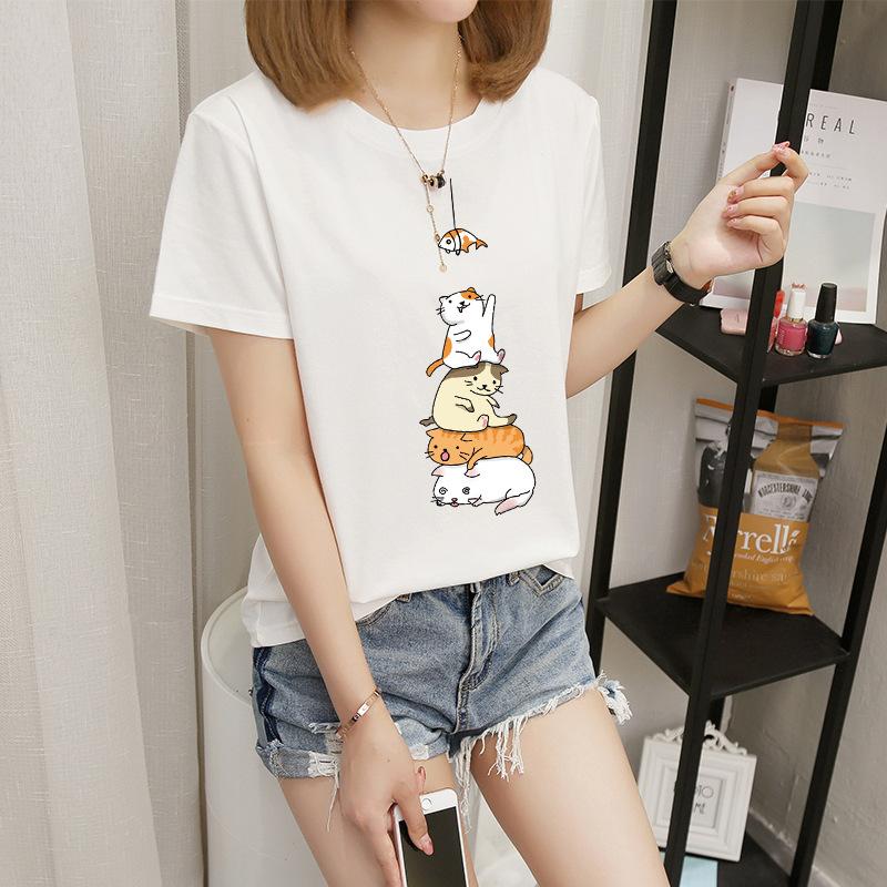 Women's short-sleeved t-shirt women's summer new Korean version cartoon student crew-neck bottoming shirt