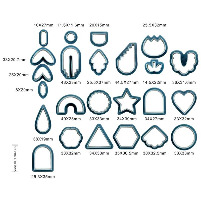 18/21/24Pcs Polymer Clay Earrings Cutters Geometry Die Baking Mould Handmade DIY Jewelry Making Cake Cookie Cutter Plastic