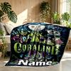 Custom Name Personalized Coraline Print Blanket, Home Decor, Bedroom, Sofa, Camping, Couch, Gifts for Birthday Christmas