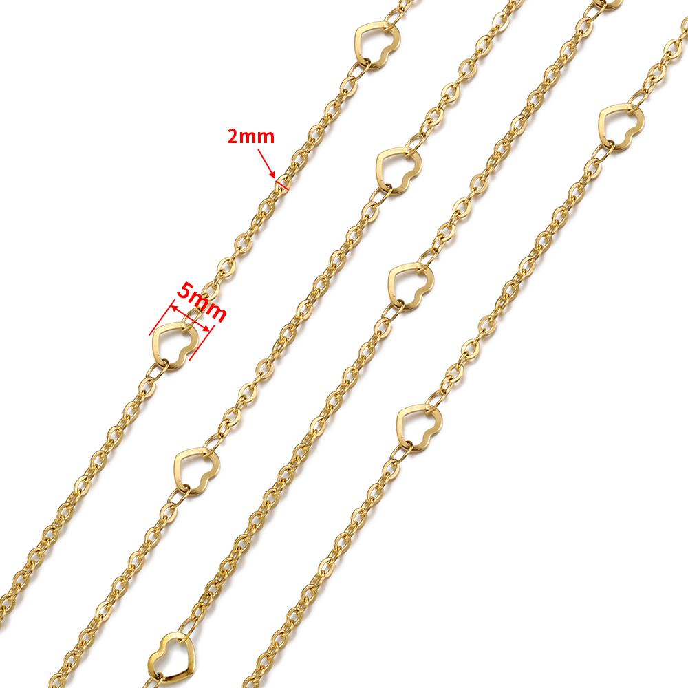 2meters/1meter Love Heart Stainless Steel Chains Cable Curb Chains for Jewelry Making DIY Chain Necklace Bracelet Components