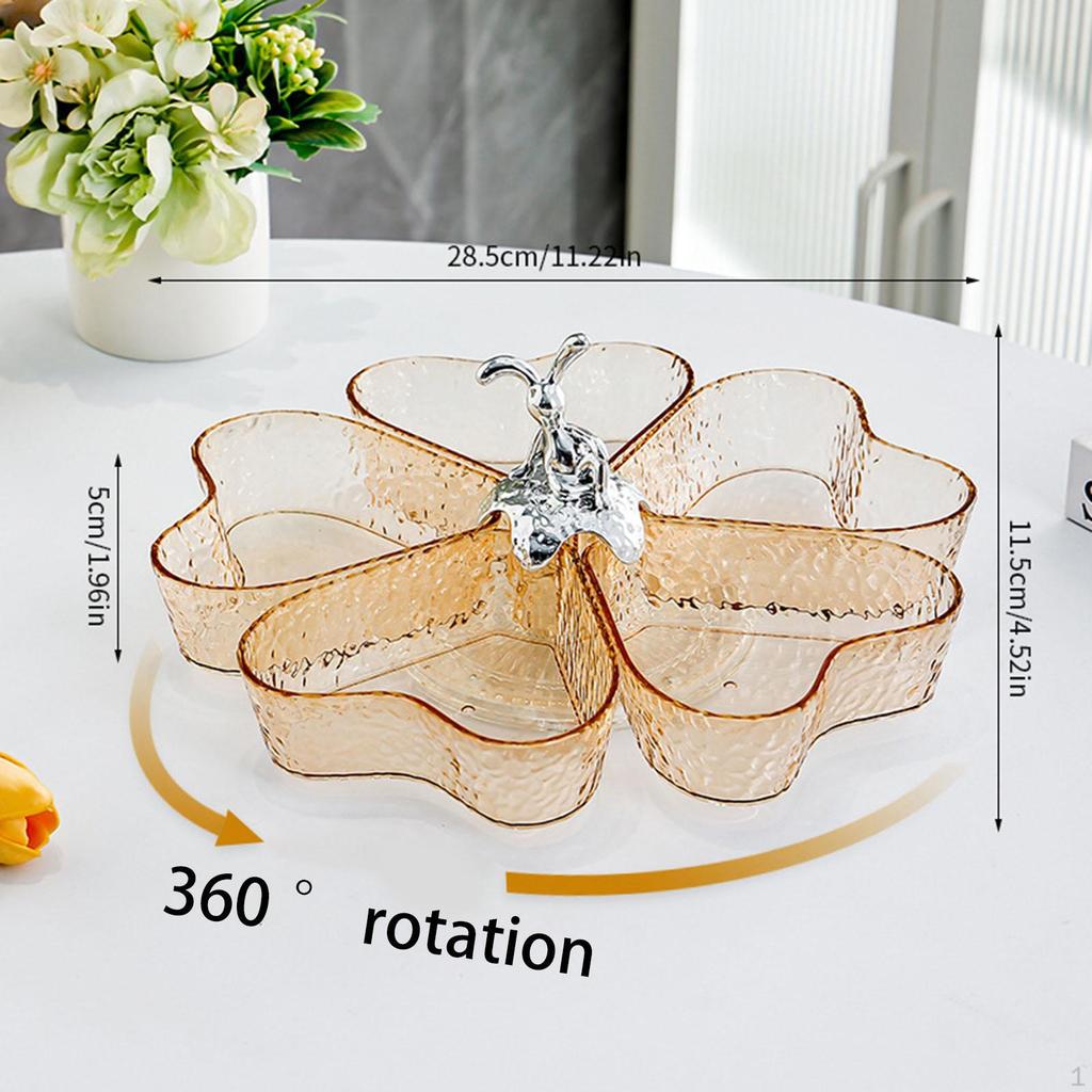 Podzielona taca do serwowania słodyczy i orzechów, przystawki, obrotowy talerz na przekąski, słodkie przekąski