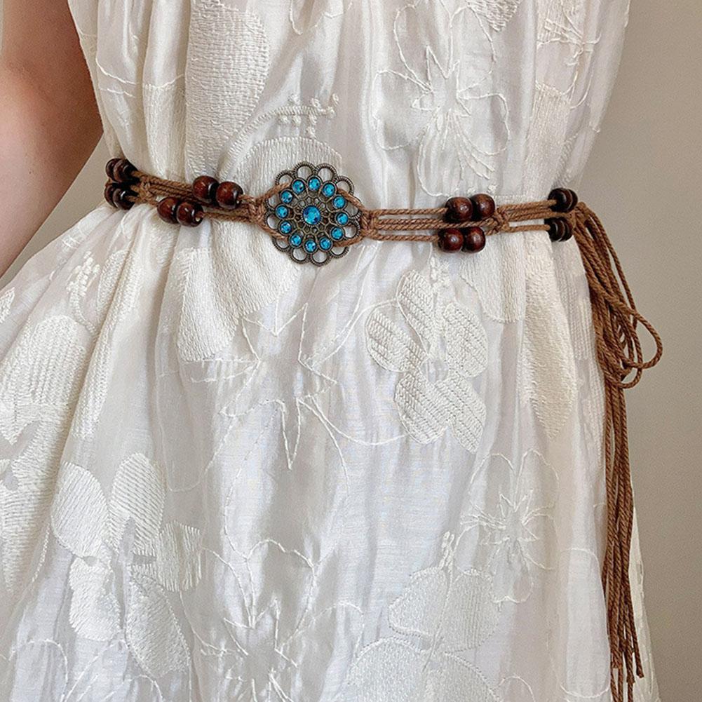 Bohemian Ethnic Style Women's Waist Chain Ethnic Style Artistic Handmade Bead Women's Belt Wood Z2G5