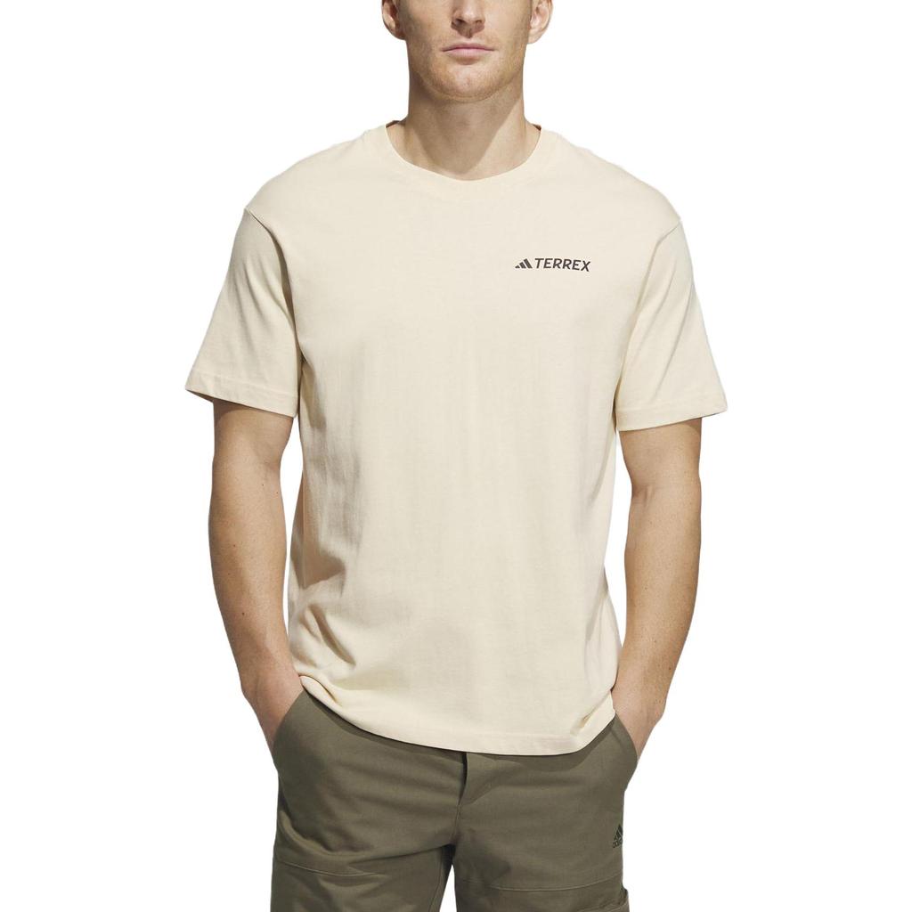 adidas T Shirts Unisex Khaki Crew Neck Moderate Straight Fit IB8694