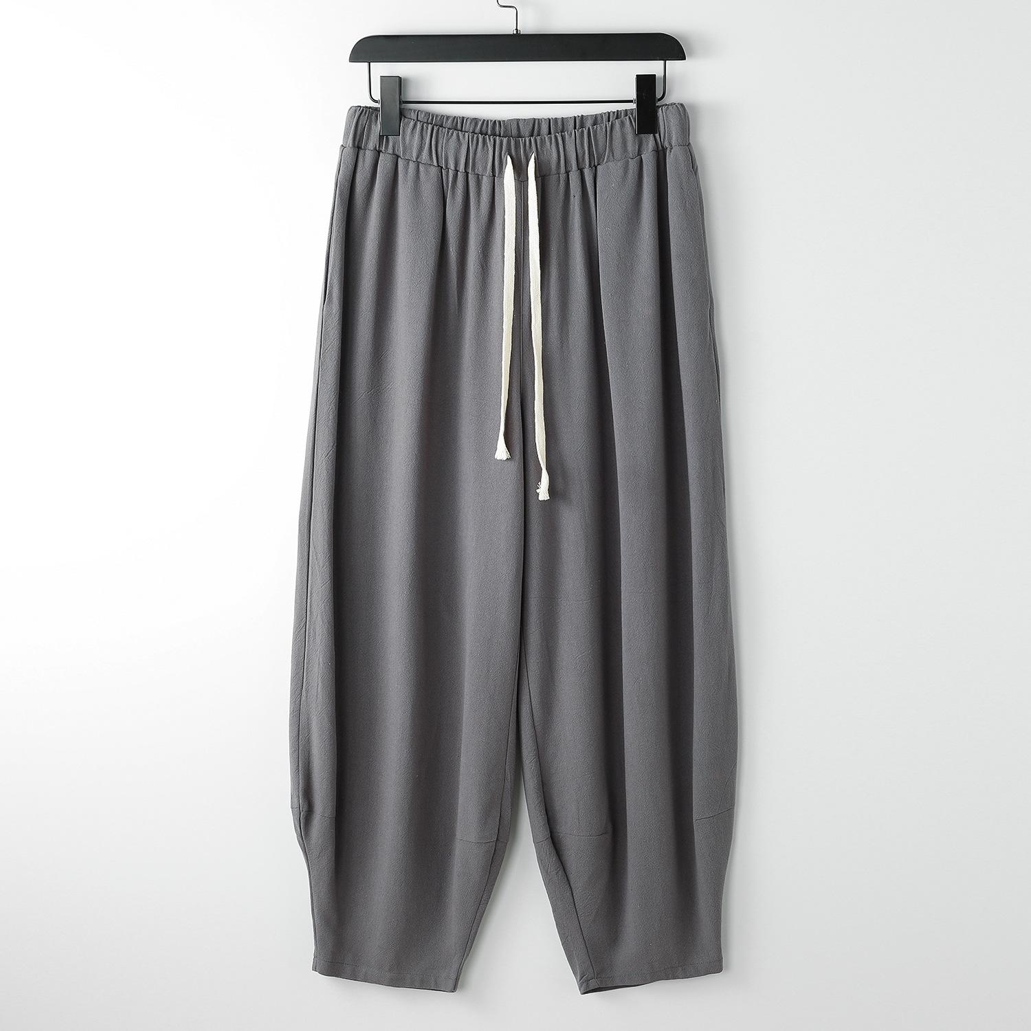 

Мужские дышащие хлопковые брюки Nine-minute Calf Pants свободного размера большого размера для отдыха Nine-minute Pants M серый