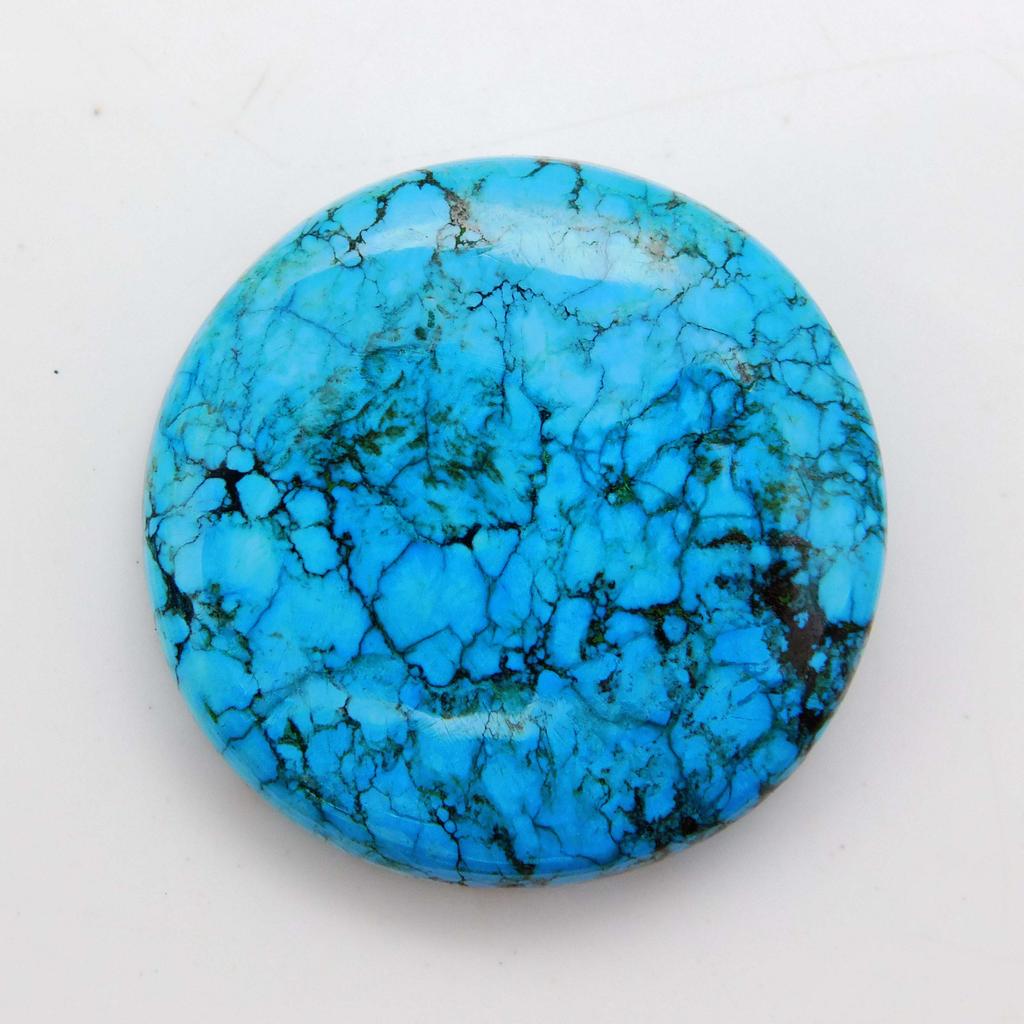 NATURAL Arizona Blue Turquoise 49.85 Ct Round Cut CERTIFIED Loose Gemstone