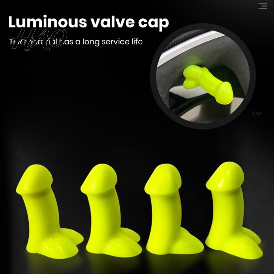 Cappelli a Forma di Pneumatico Scherzosi Novità 4 Pezzi Stelo Valvola in Silicone Pene Luminoso per Impedire l'Ingresso di Sabbia Scherzi Strisce Paracolpi Nucleo Accessori Auto Bicicletta Montagna