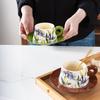 Niche Hand-Painted Floral Ceramic Coffee Cup and Saucer - Luxurious Nordic Design