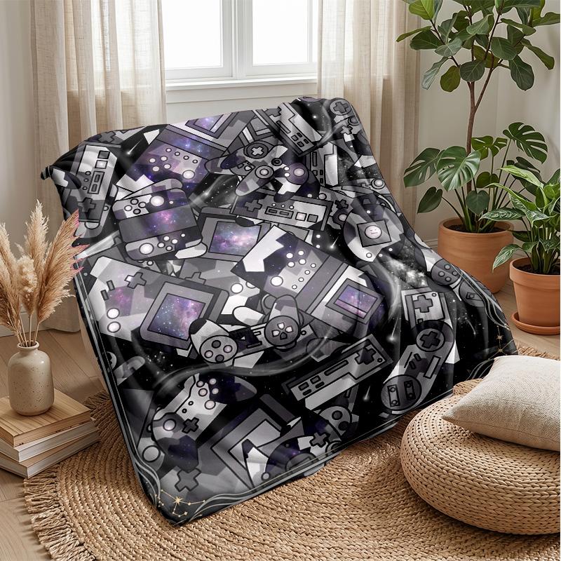 Cosmic Gamepad Design blanket Personalized Name Flannel Blanket Soft Cozy Plush Throw for Sofa Bed Lightweight Home Decor