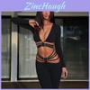 Black Summer Womens Fashion Set With Vneck Long Sleeve Top And Wide Leg Pants For Casual Wear