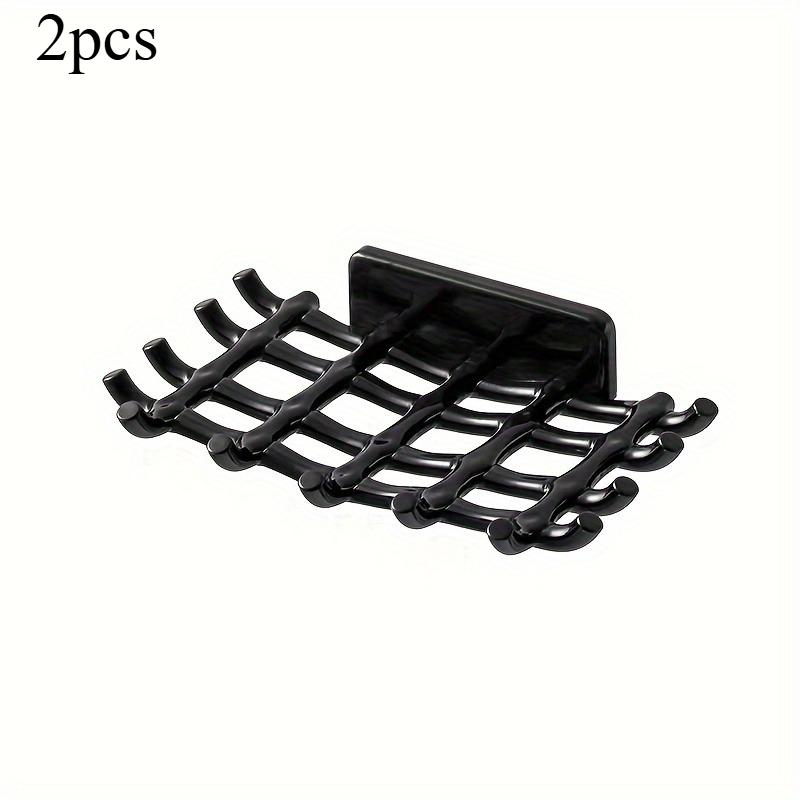 

Soap Box Wall Mounted Drainage Shelf For Home Use No Punching High-end Bathroom New Soap Dish Rack Hooks For High-end Bathroom 2pcs чорний