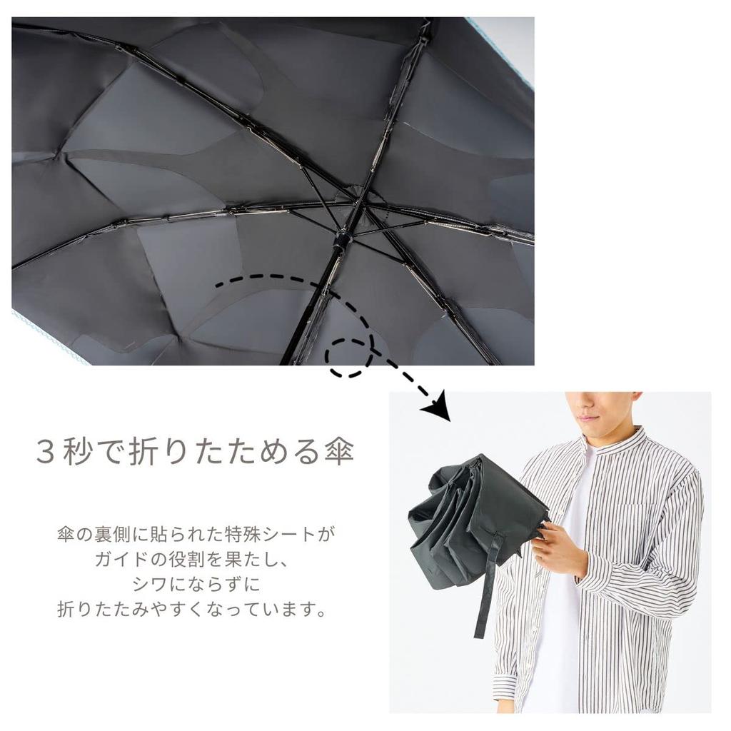 Moonbat Urawaza Slim Lightweight Folding Umbrella with UV Suitable for Sun and Floral Turquoise Blue 3-Second Protection, Rain, 55cm, 10311, Print,