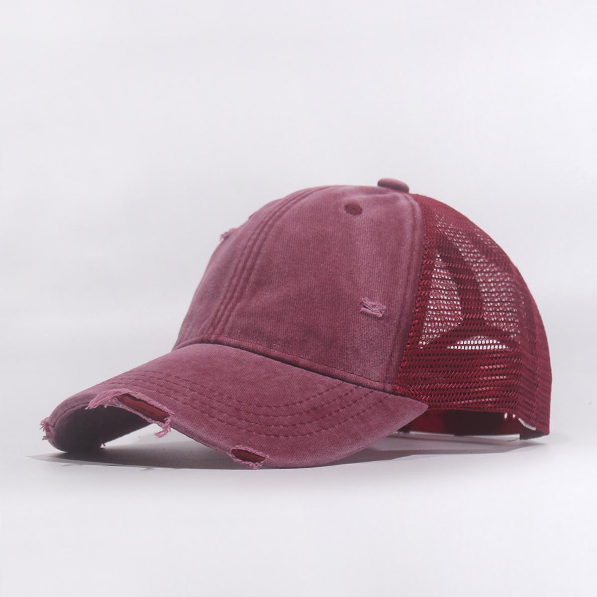 

Trendy Solid Mesh Baseball Caps Designed For Male and Women Retro Snapback Hip Hop Hat Unisex Street Adjustable Size Sun Visor C Practical Use One Size винный
