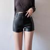 Women's High Waist Faux Leather Shorts Slim Fit Solid Color Casual Booty Shorts Summer Shorts