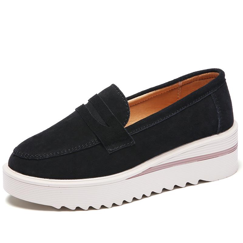 2024 Spring/Autumn Women's Korean Style Platform Loafers - Casual Slip-On Wedge Heel Shoes