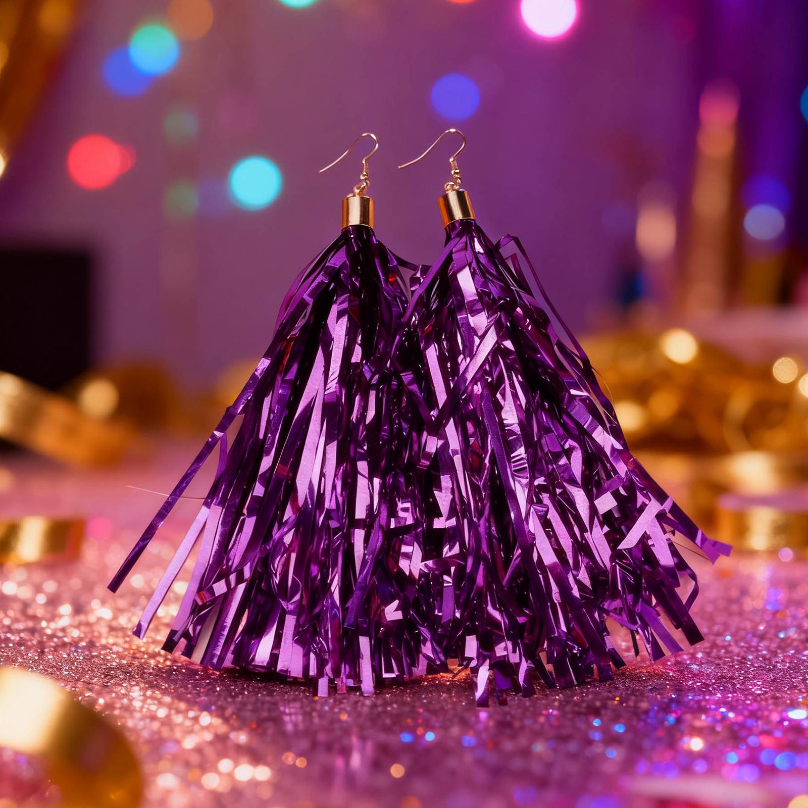 

Женские карнавальные серьги, Полоски из лукового шелка, Серьги с кисточками, Серьги для фестивальной вечеринки, Реквизит для фото One Size фиолетовый