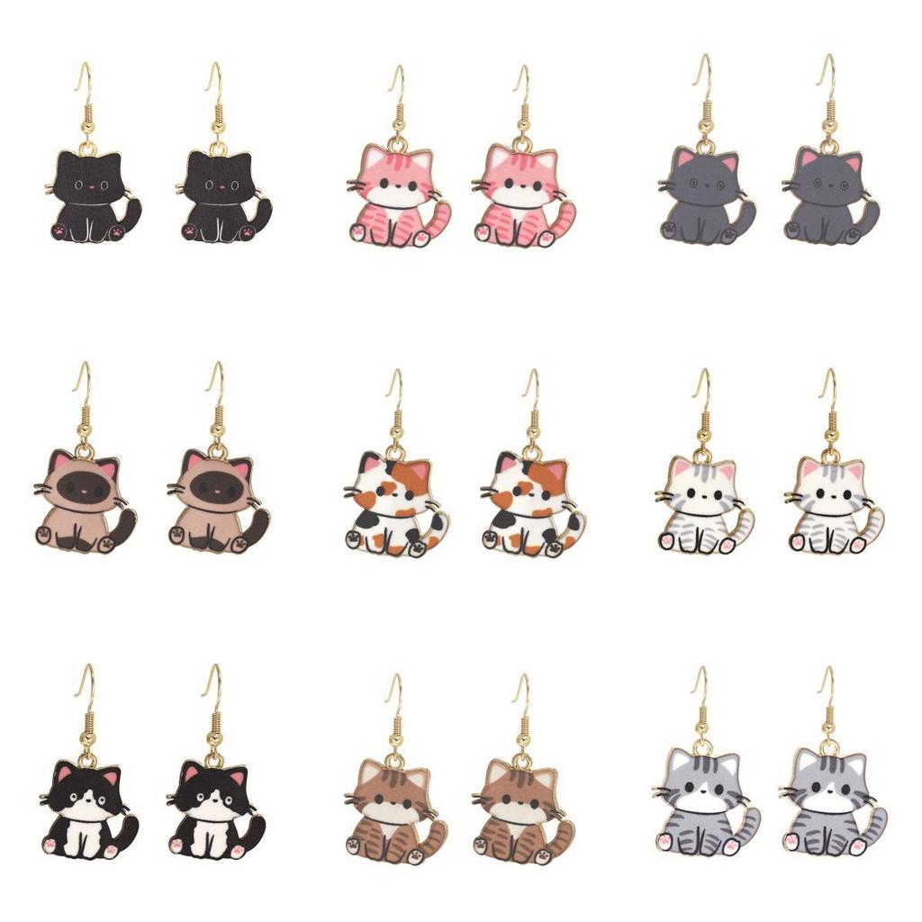 Cute Cartoon Kitten Earrings - Fun, Creative, and Fashionable Animal Drops In Japanese and Korean Styles for European and American Tastes.