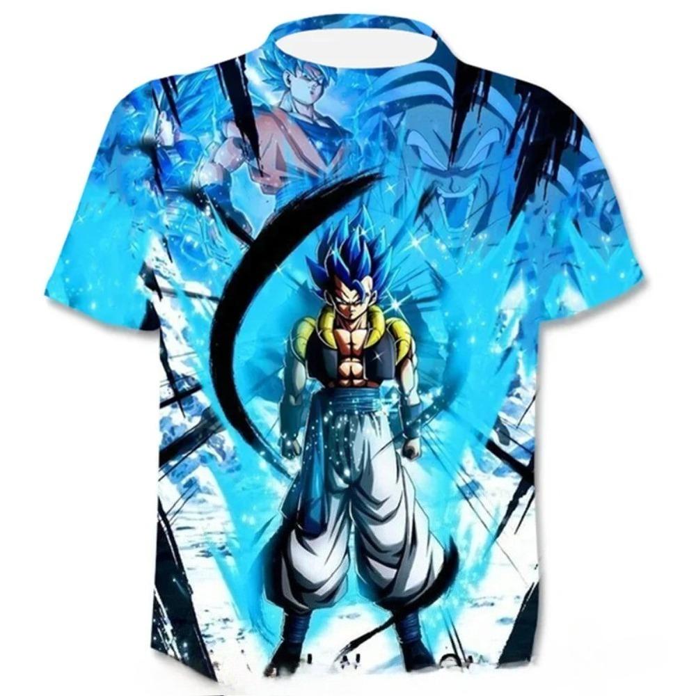 Children's Dragon Ball Series 3D Digital Printed Boys' Street Trendy Round Neck Short Sleeved T-shirt