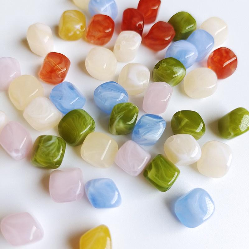 Acrylic High Gloss Double Color Small Rhombus Loose Beads for DIY Handmade Ornaments