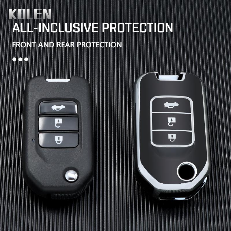TPU Car Flip Key Case Cover Shell Fob For Honda Civic HRV CRV XRV CR-V Crider Odyssey Pilot Fit Accord Protector Accessories Bag