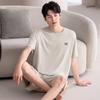 Men's Modal Summer Pajama Set: Short Sleeve & Shorts, Casual Plus Size Homewear