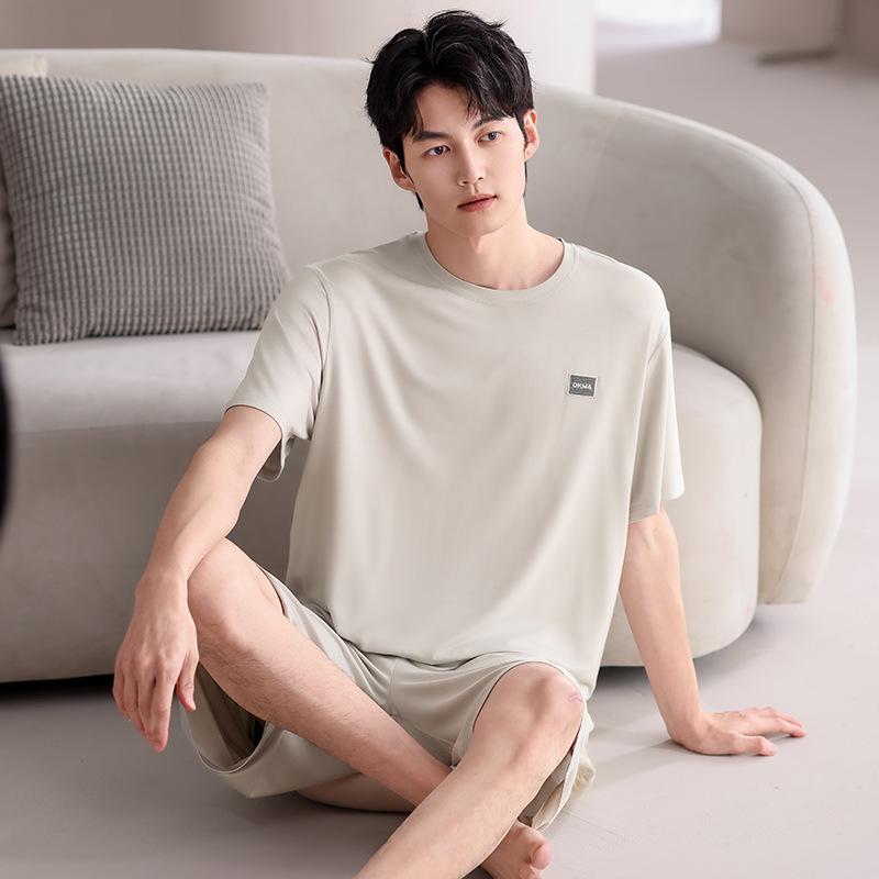 Men's Modal Summer Pajama Set: Short Sleeve & Shorts, Casual Plus Size Homewear