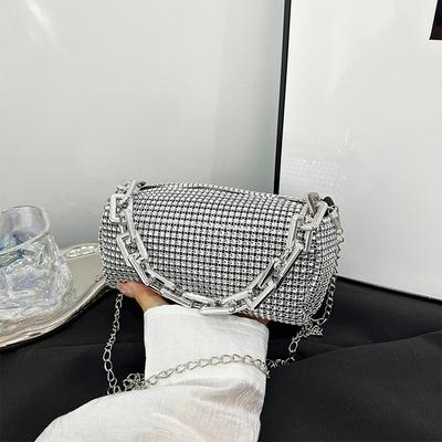 Spring and Summer Small Bags Women's Bags 2025 New Trend Personalized Colored Diamond Pillow Bag Chain Shoulder Bag Personalized Messenger Bag