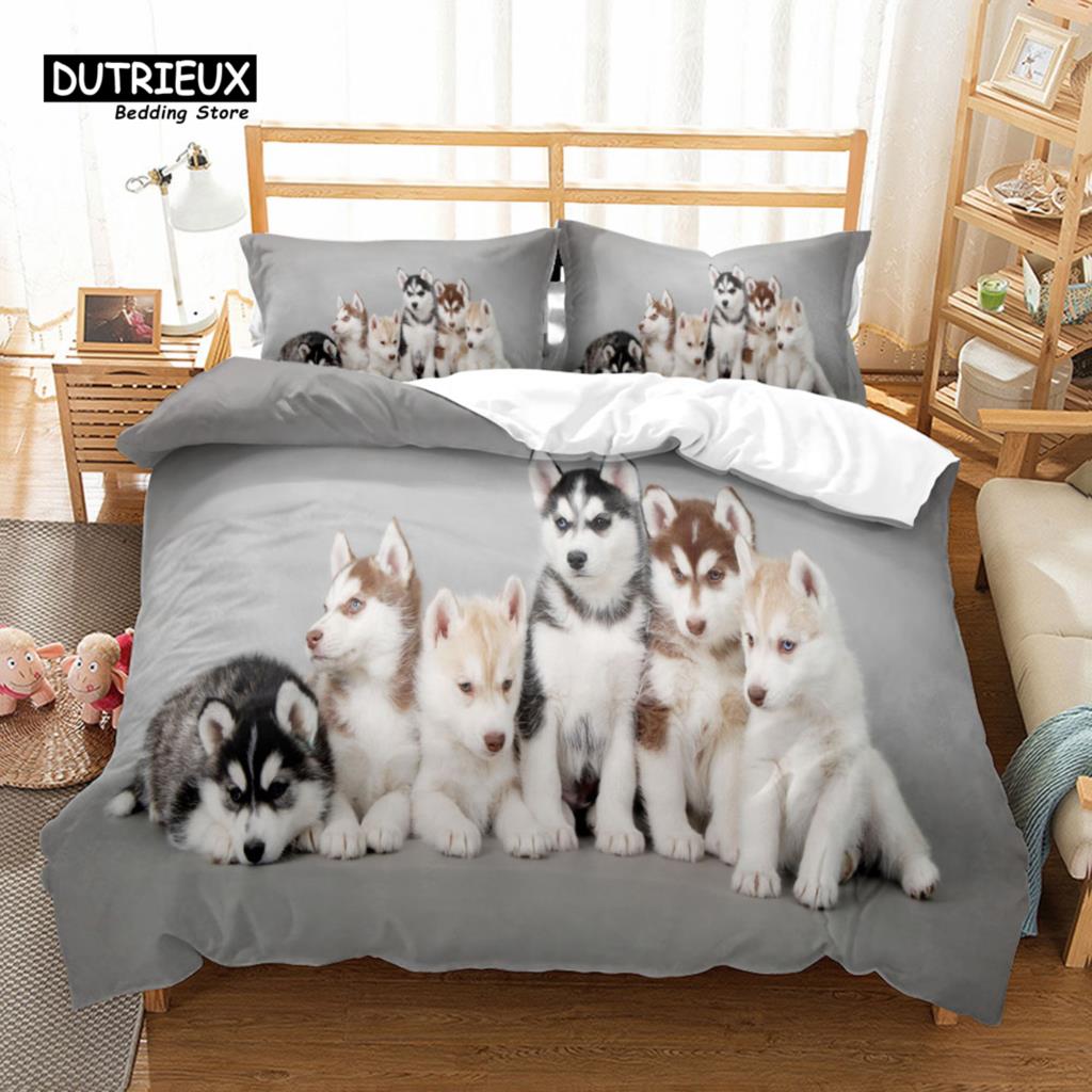 

Elegant Lightweight Puppy Lovers 3D Dog Fashion Soft Comfortable Breathable For Bedroom Guest Room Decor Quilt Comforter (quilt)-EU Single(135*200cm)3pcs