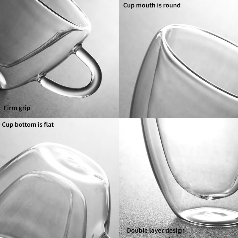 1 Stück Herz Liebe Form Glas Tasse Paar Tassen Doppelwandiges Glas Tasse Hitzebeständig Tee Bier Tassen Milchkaffee Tasse Geschenk Trinkgeschirr