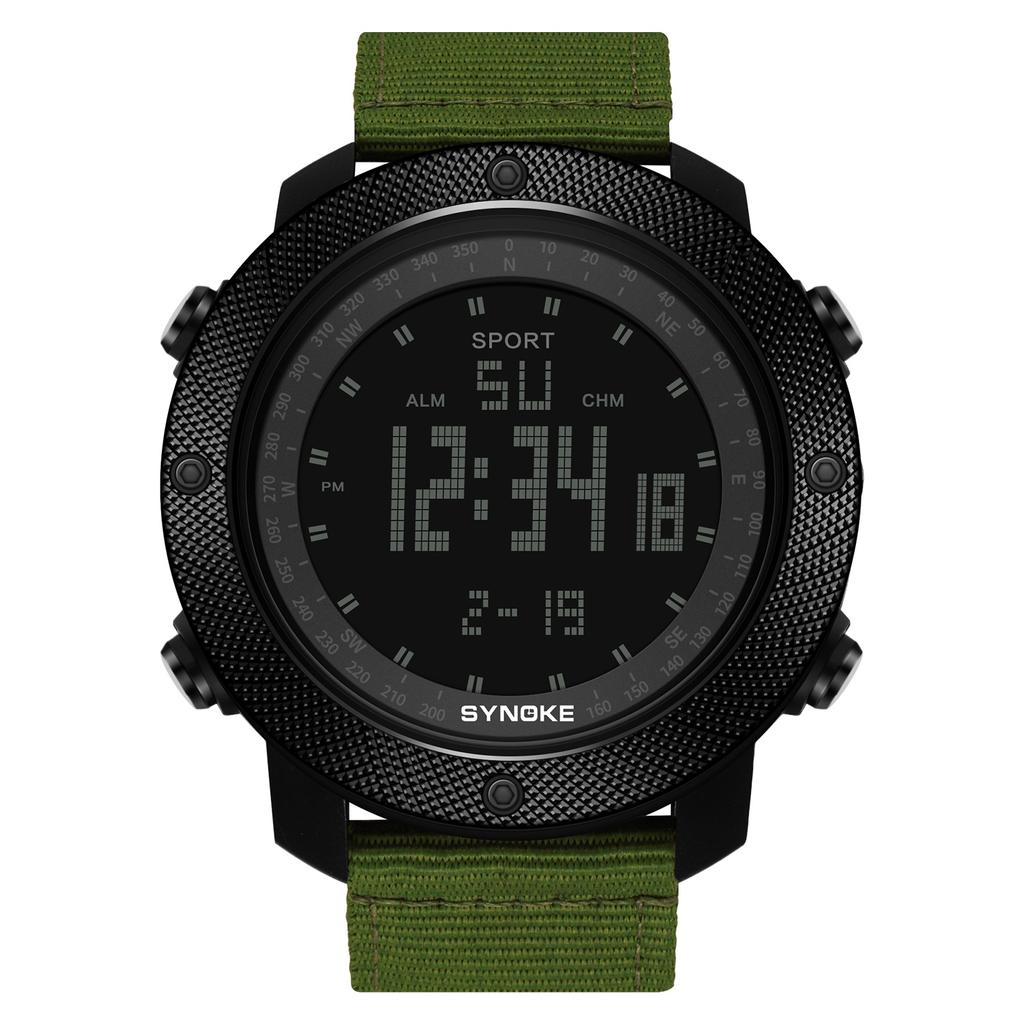 Nylon Strap Mens Watches Waterproof 5Bar  Brand Digital Military Sport Watch for Men Large Black Dial Design Watch Men