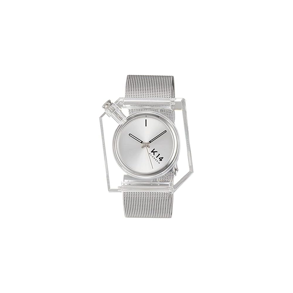 KLASSE14 Irregularly Square Watch Silver with Mesh Strap 40mm Men s