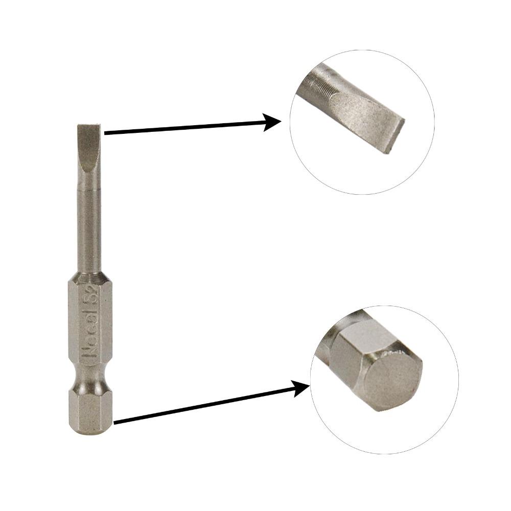 1/4-Inch Slotted Screwdriver Bit Hex Magnetic SL4 Flat Head Driver Bits S2 Alloy Steel Silver Hand Tools Screwdriver