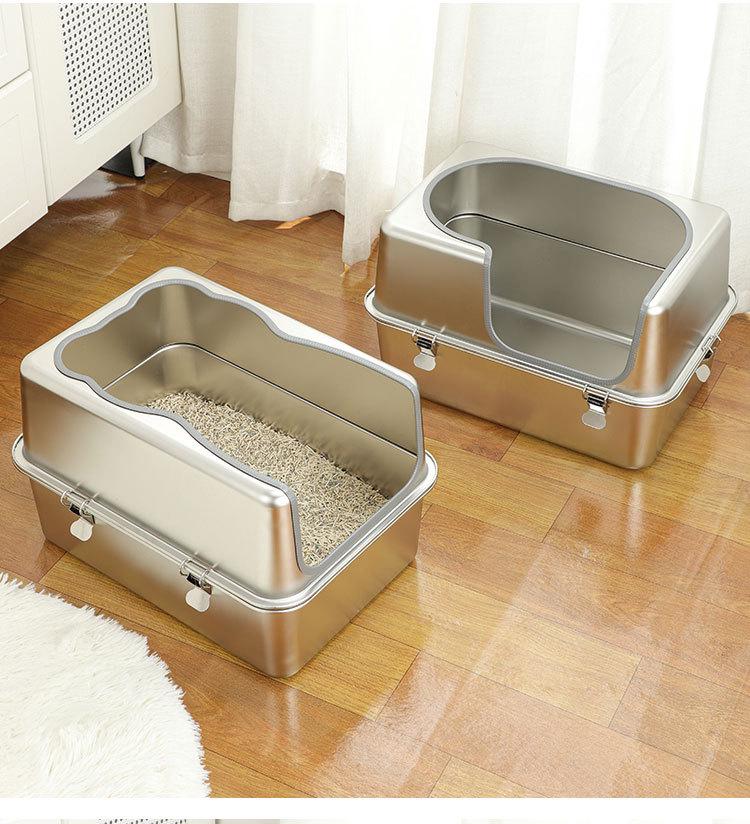 Stainless Steel Anti-Splash Cat Litter Box - High and Thickened Design