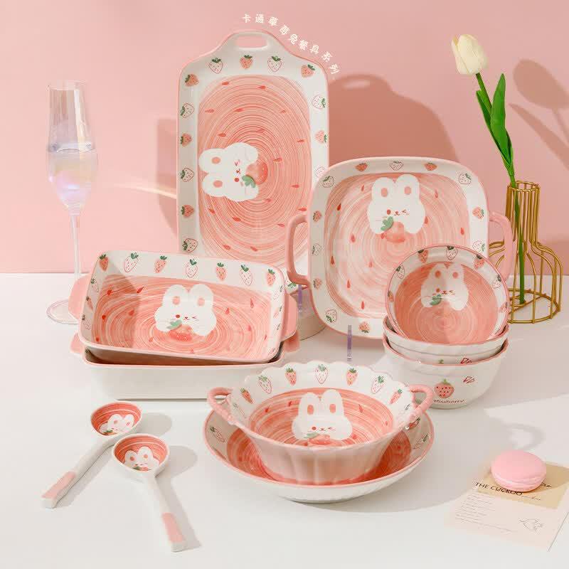 Younuo Cute Cartoon Ceramic Tableware Set