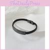 Vintage Black Stainless Steel Bracelet Wholesale Fashion Woven Leather Bracelet Jewelry