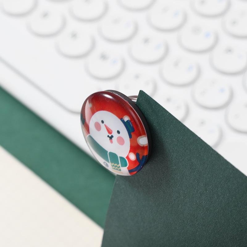 Creative Santa Claus & Snowman Crystal Glass Magnet Set - 4 Transparent Refrigerator Pendants