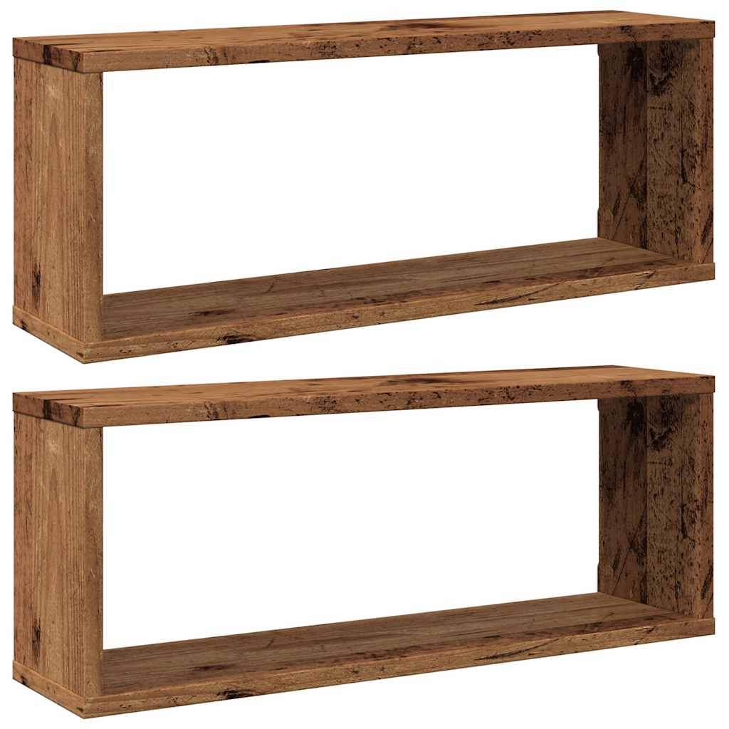Cube Wall Shelves 2 pcs Rustic Wood Look 60 x 15 x 23 cm Engineered Wood