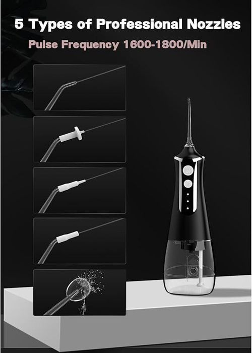 Hydropulseur Dentaire - Portable - 3 Modes - 5 Buses - Faible Niveau Sonore