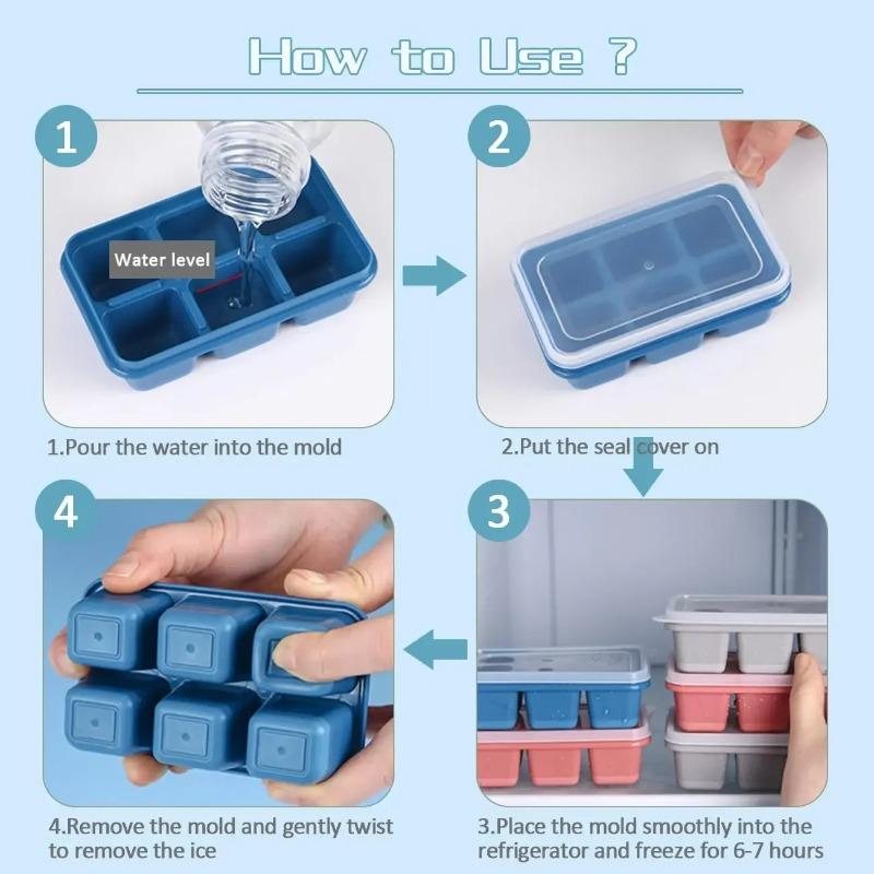 6 Cavity Mini Ice Cube Tray Soft Bottom Easy Release Mold for Summer Kitchen Homemade Ice Cube Mold Kitchen Tools