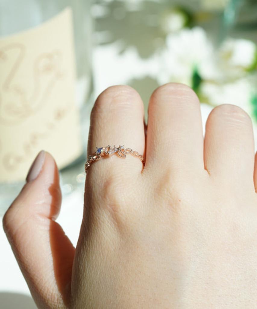 Alleun Silver 925 Layered Gemstone Cubic Flower Ring