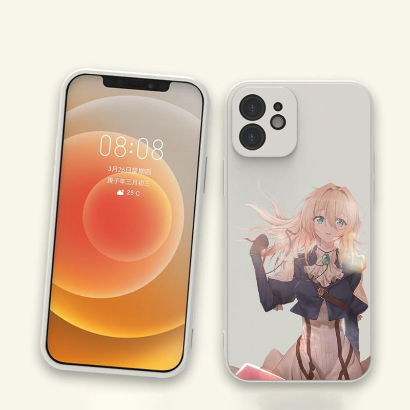 Violet Evergarden Phone Case For IPhone 11 12 13 Pro Max X XR XS Max 6 6S 7 8 Plus SE 2022 Liquid Square Color Phone Cover