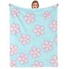 Pastel Ocean Creature Grid Soft Flannel Blanket Breathable Warm Throw for Office Car Sofa Kids Room Birthday Xmas Gift