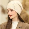 Hot Sale Women Winter Hat Decorate Beanie Hat Rabbit Fur Blend Winter Chic Cap Female Casual Streetwear Knitted Hat