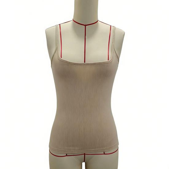 Women Vest Sling Pure Color Slim Fit Spaghetti Straps Camisole Summer Versatile Layering Vest