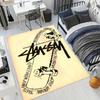 Vintage Beige Paper Skate Circle Text Signature Logo Area Rug Non Slip Mat, Retro Hand Drawn Street Graffiti Carpet for Bedroom Decor