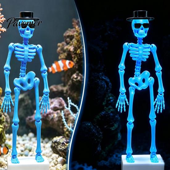 Underwater Dancing Skull Decor Skeleton Aquarium Bubbler with Adjustable Air Flow, 3D Printed Creative Fish Tank Ornaments Powered Moving Oxygenating