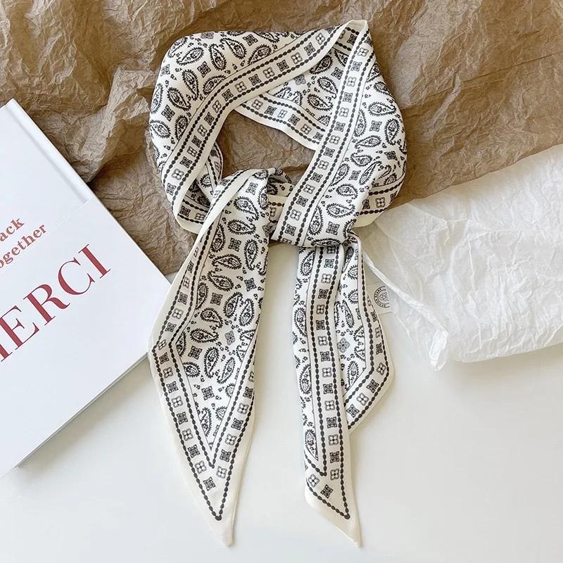 Set Series Silk Satin Scarf Women Cloth Hair Bands Headdress Accessories Lady Scarves Ribbon Neck Ties for Bag Handle/4pcs