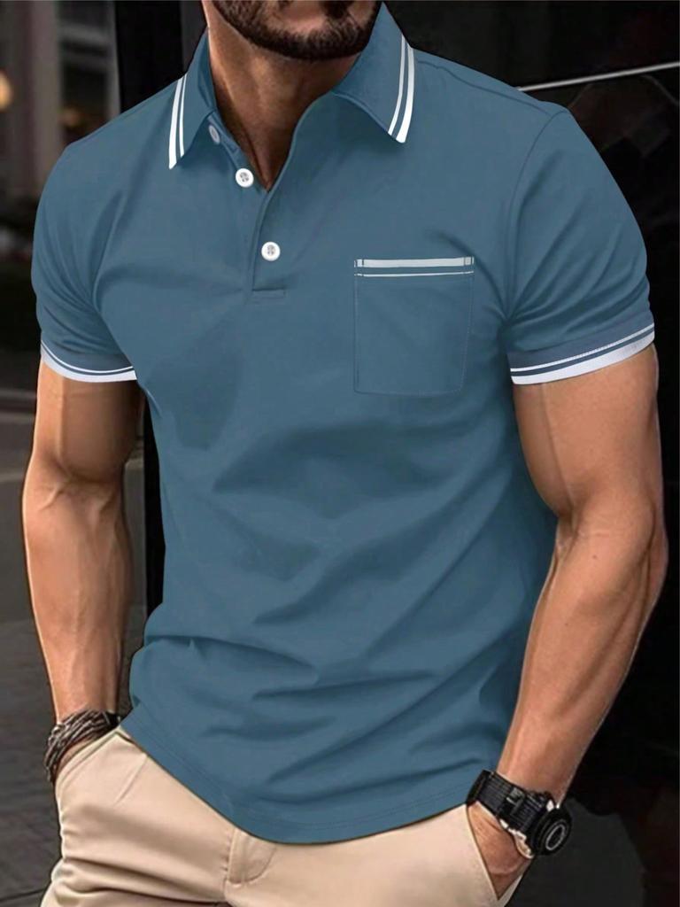 Stylish Men's Short Sleeve Polo Shirt, Casual Fashion Top for Daily Use