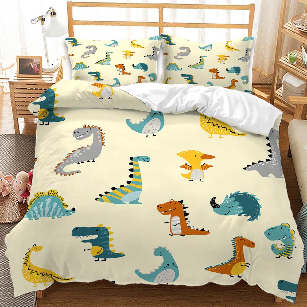 3D Digital Printing Cartoon Animal Bed Three-Piece Set Four-Piece Set