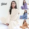 Thickened Nightie 2 Round Neck Coral Fleece Pajamas Set Pcs/Set Winter Twisted Texture Casual Homewear