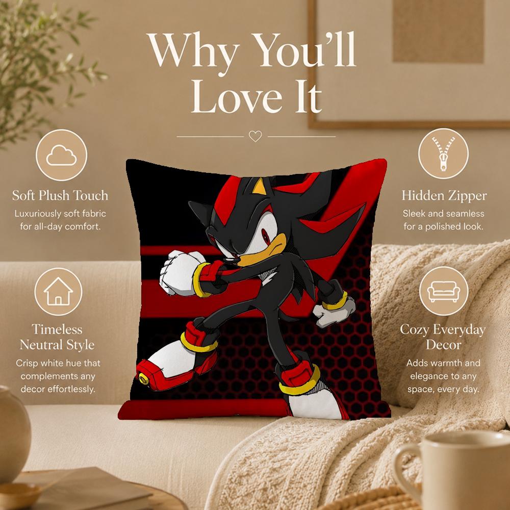 Character S-Shadow The HedgehogS Cushion Cover Double-Sided Printed Pillow Cover Hypoallergenic Dust-Mite Proof